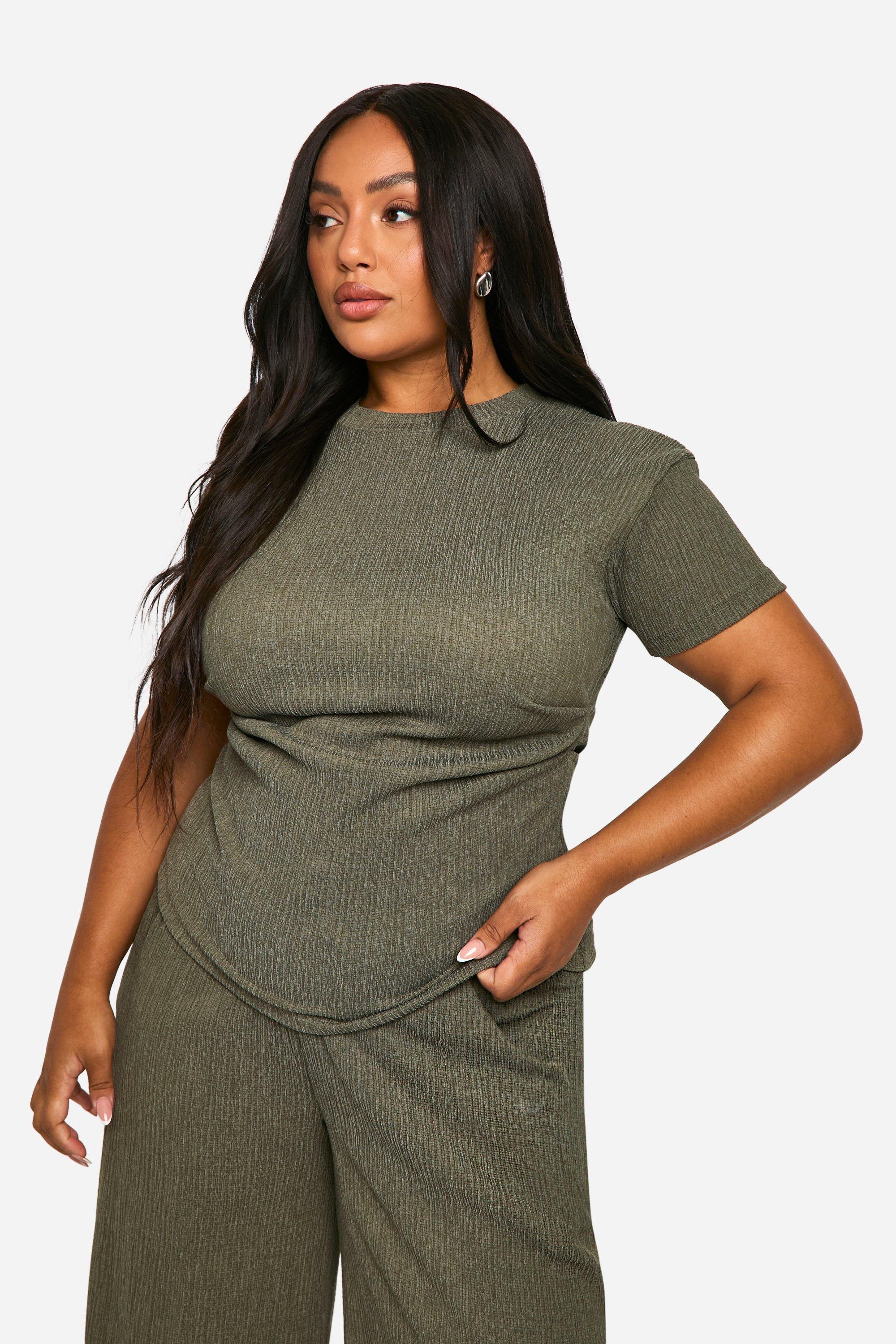 PLUS TEXTURED RUCHED SIDE T SHIRT boohoo USA